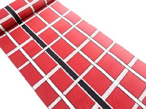 アンティーク　格子模様織り出し　八寸帯地反物